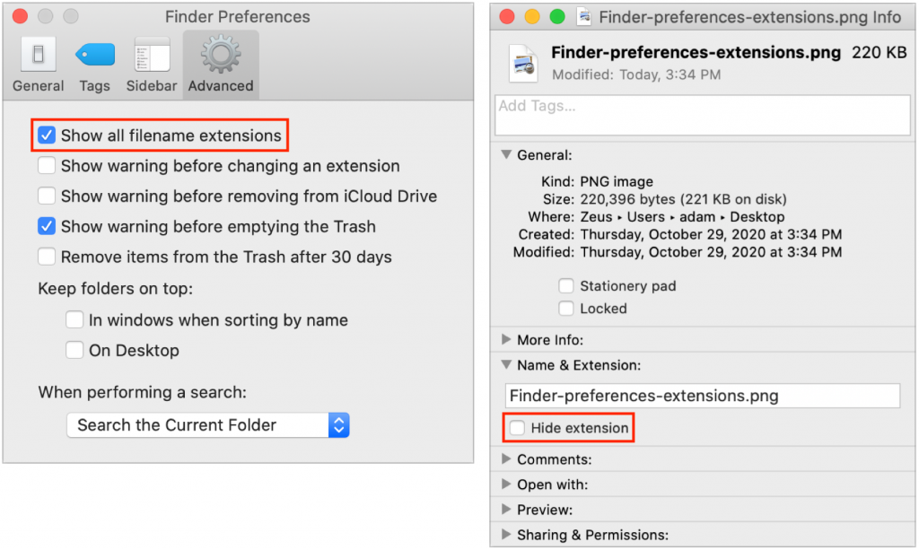Use These Settings to Show or Hide Filename Extensions