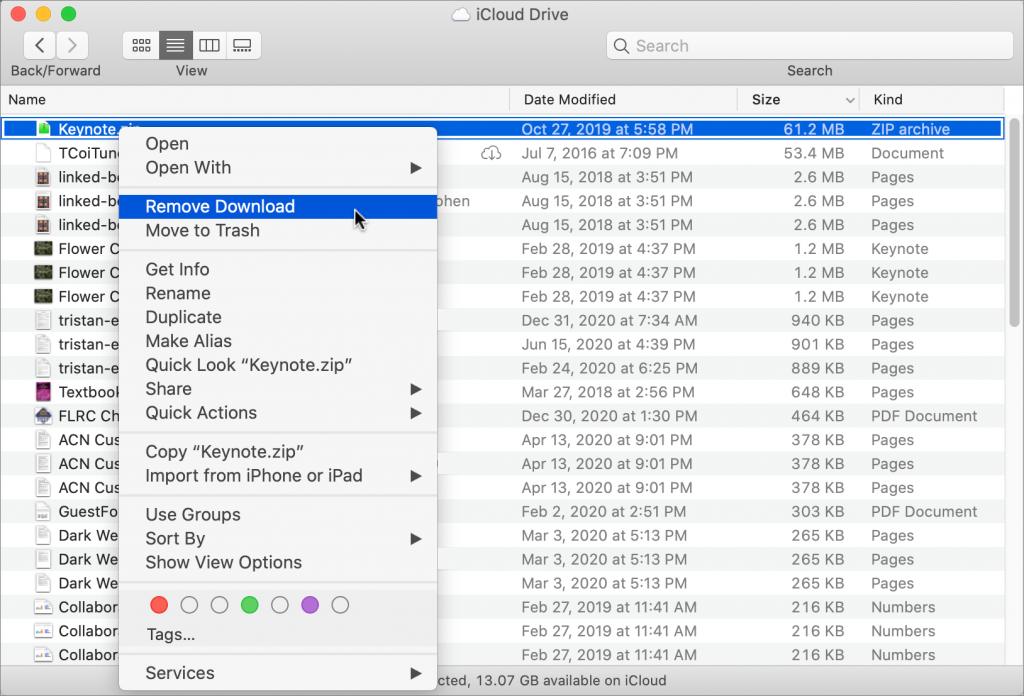 Reclaim Local Storage Space by Removing iCloud Drive Downloads