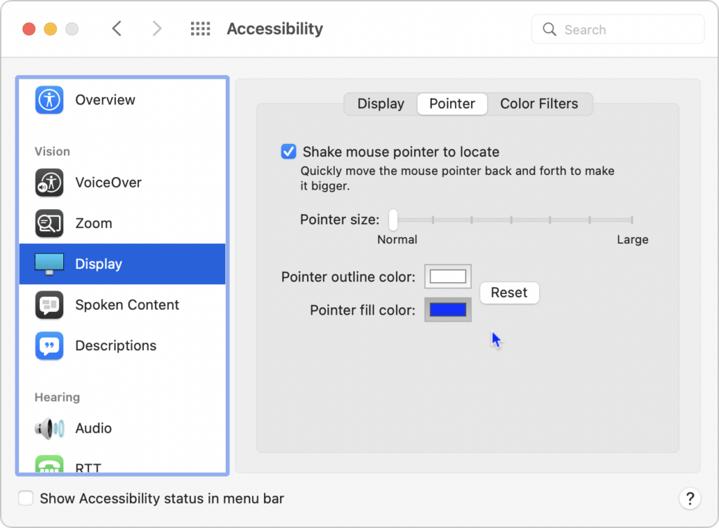 Change Your Pointer Color in macOS 12 Monterey