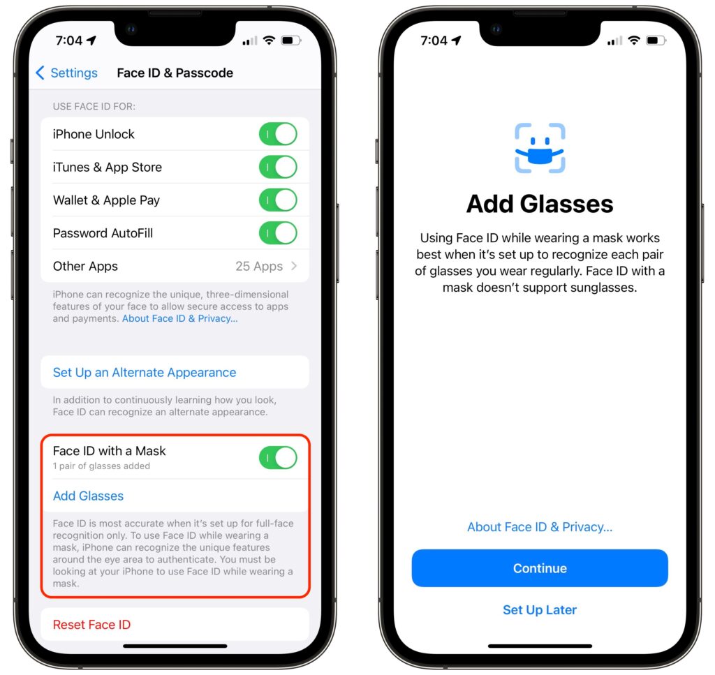 Use Face ID While Wearing a Mask in iOS 15.4