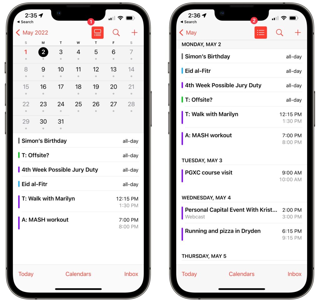 Don’t Miss the List Views in the iPhone’s Calendar App