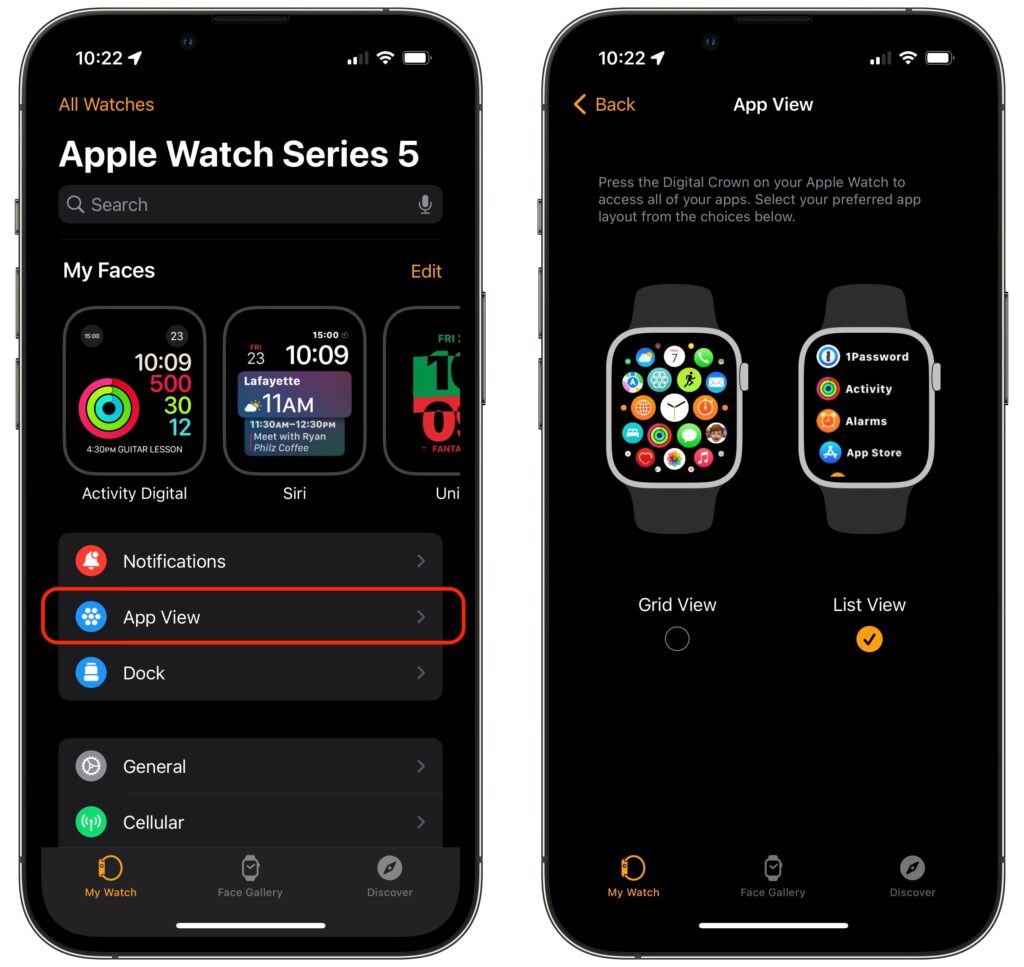Find Apple Watch Apps Faster in List View