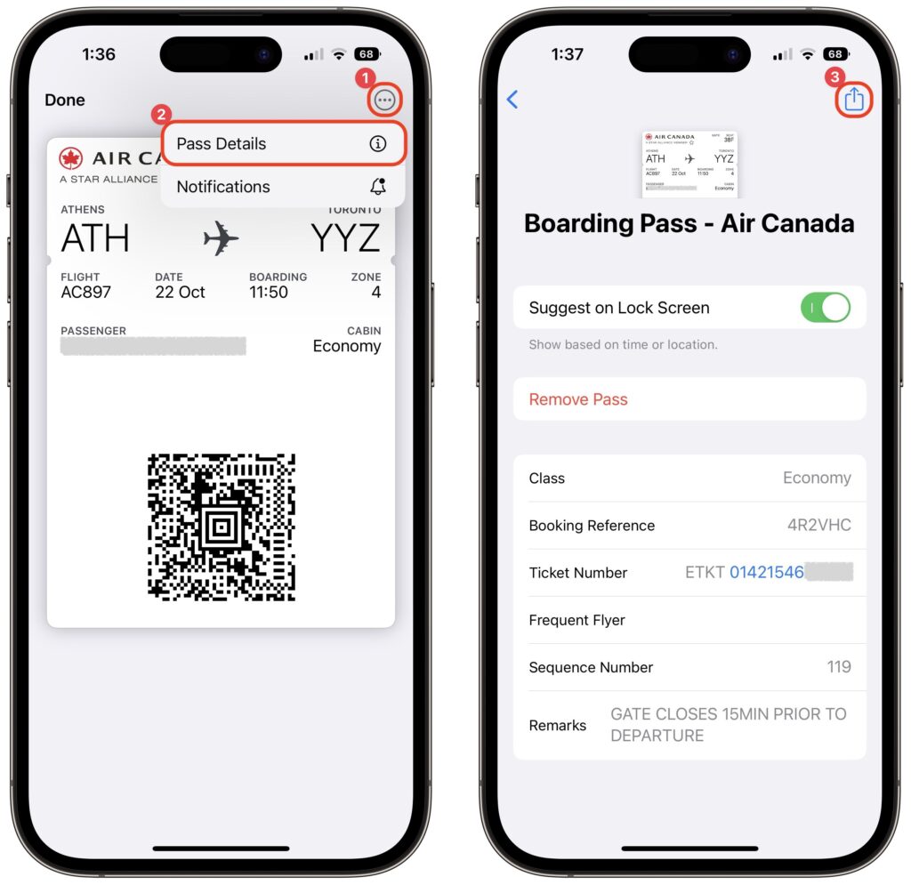 Share Airline Boarding Passes Using Wallet and AirDrop