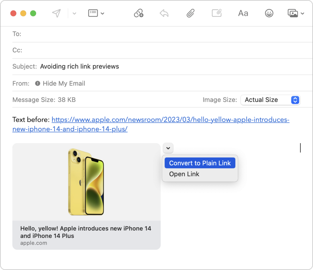 How to Turn Mail’s Rich Website Previews into Plain Links