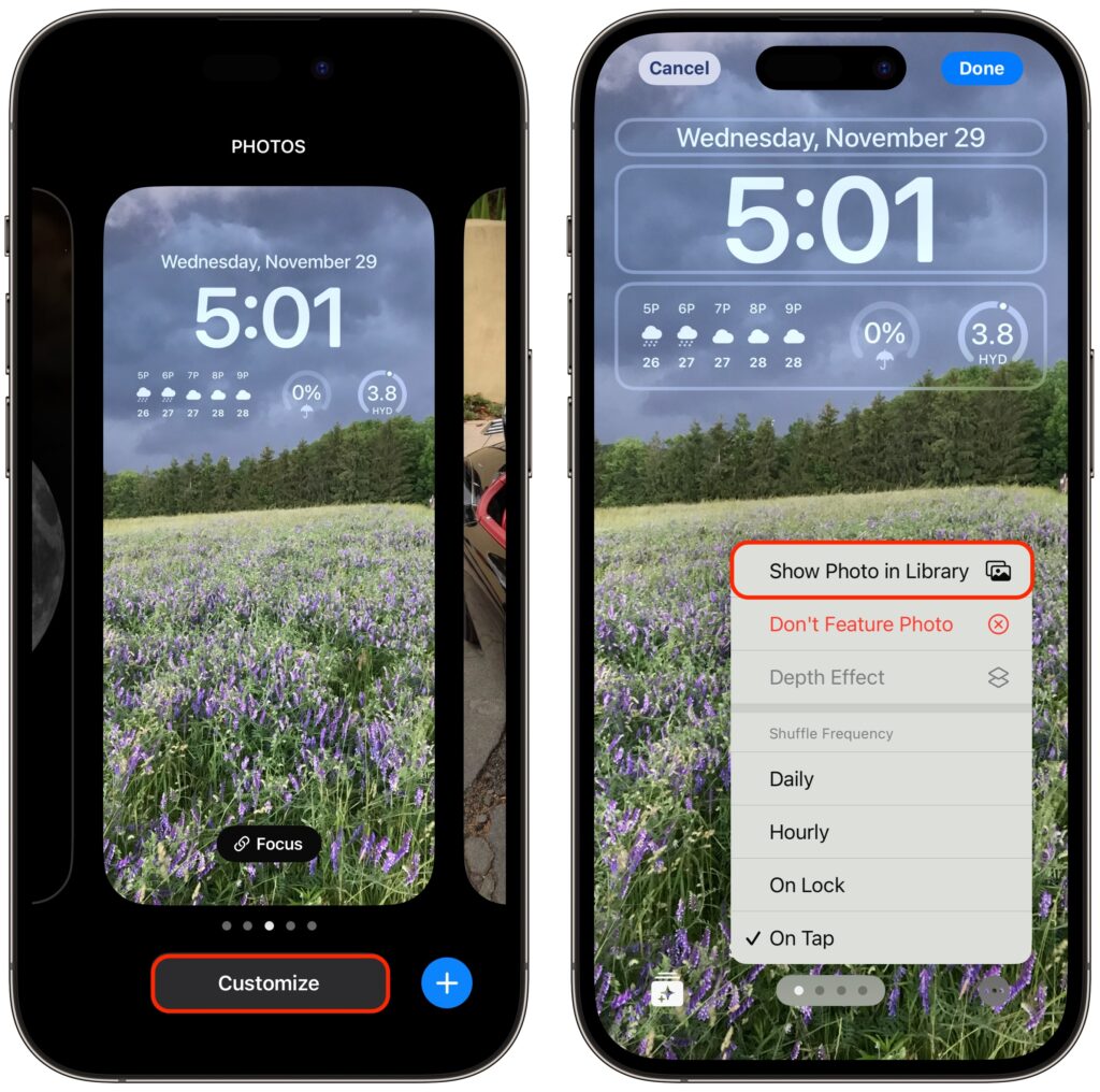 Locate a Featured Lock Screen Image in Photos
