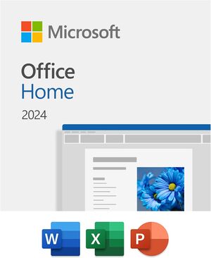 Microsoft Office 2024 icons for Word, Excel, and PowerPoint on a MacBook screen