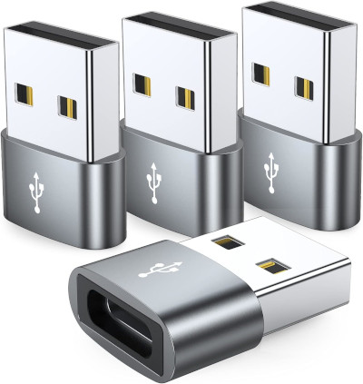 USB C to USB adapter plugged into MacBook