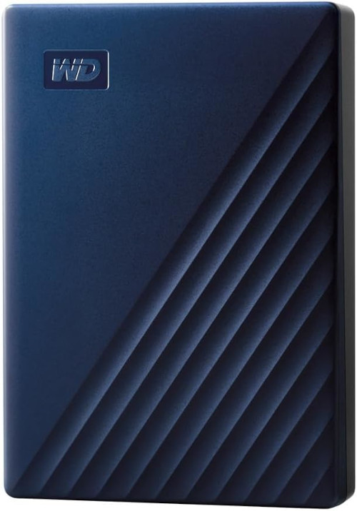 5TB My Passport external drive next to MacBook