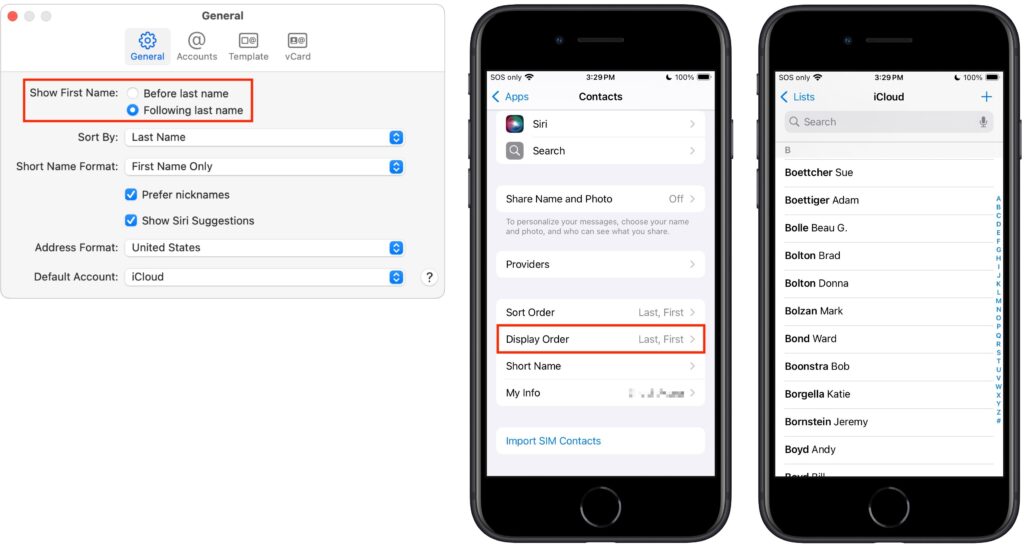 Apple Contacts: Sort by Last or First Name Easily